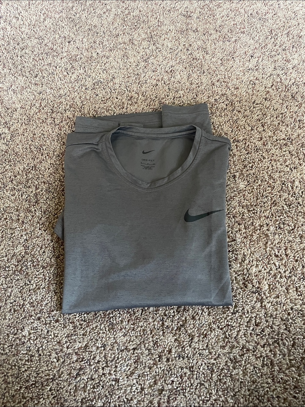 Nike Gray S. Dri-Fit Athletic Crew Neck Tee with Black Swoosh